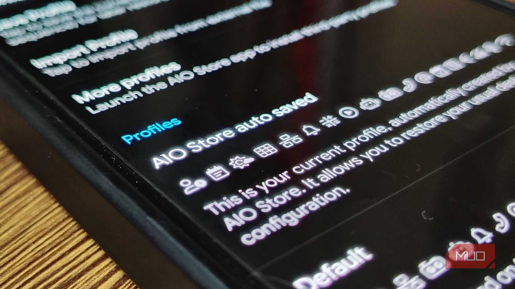 AIO Launcher Profiles screen.