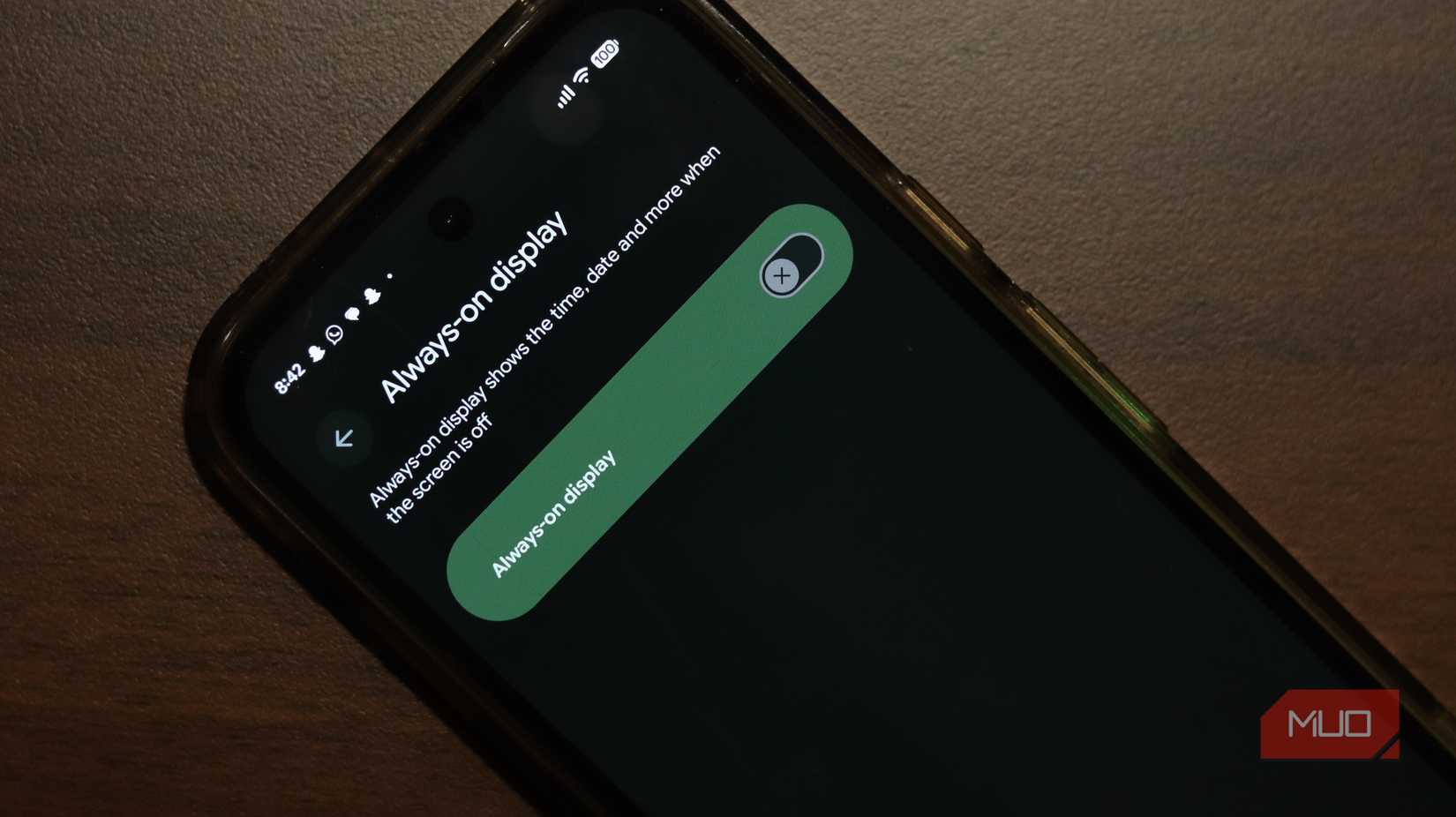 Always on display setting on Pixel 9a.