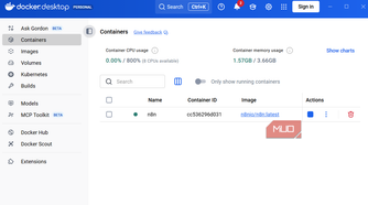 An n8n container running in Docker