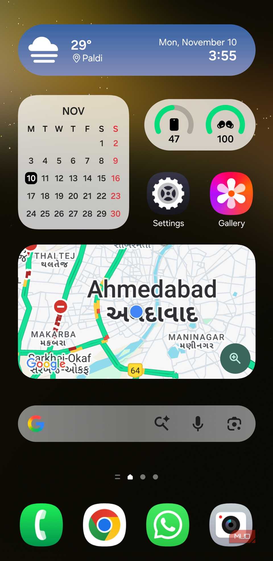 Android home screen with widgets