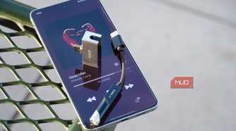 USB-C DACs atop an Android phone playing lossless audio.