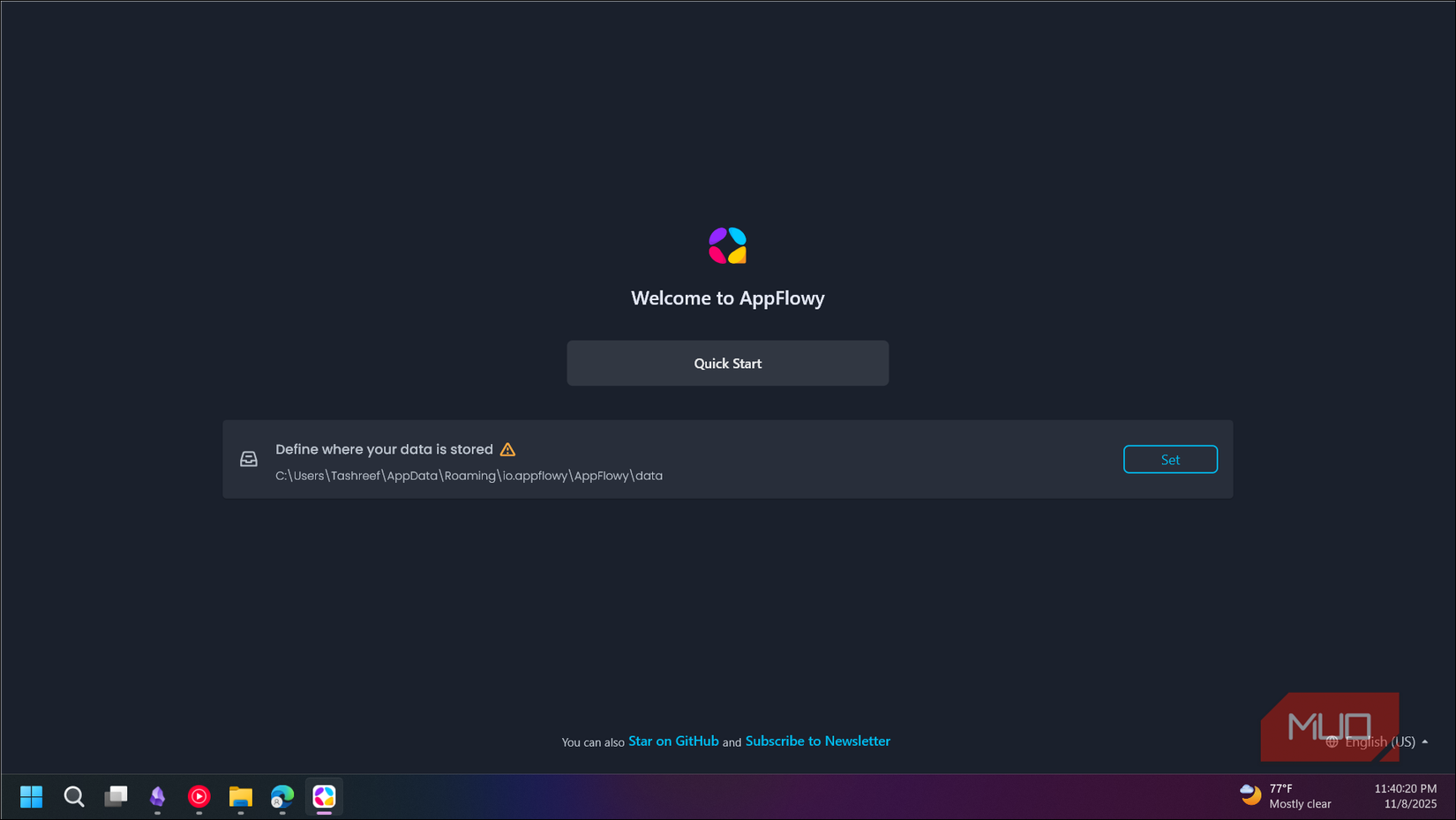 AppFlowy Set Local data directory
