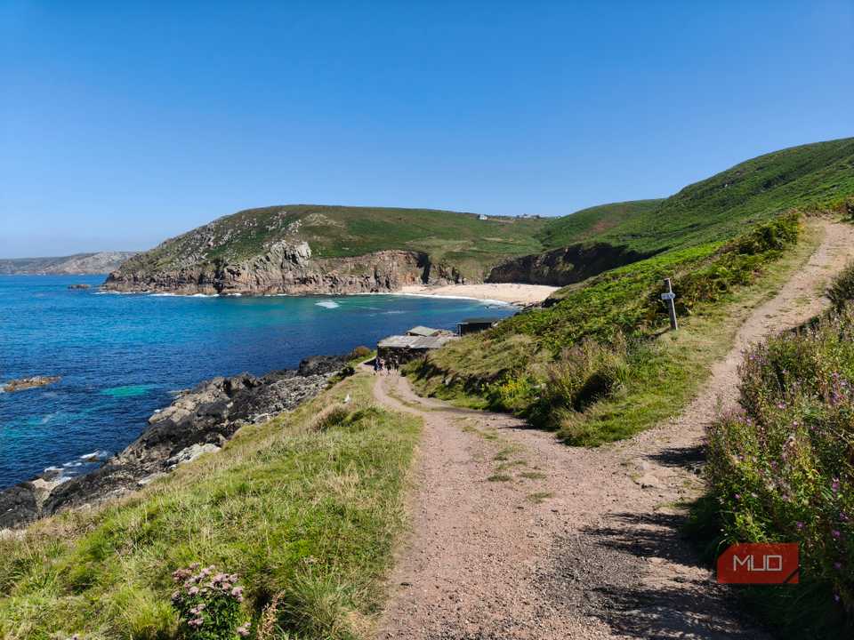 beaches and cliffs on a summer day.