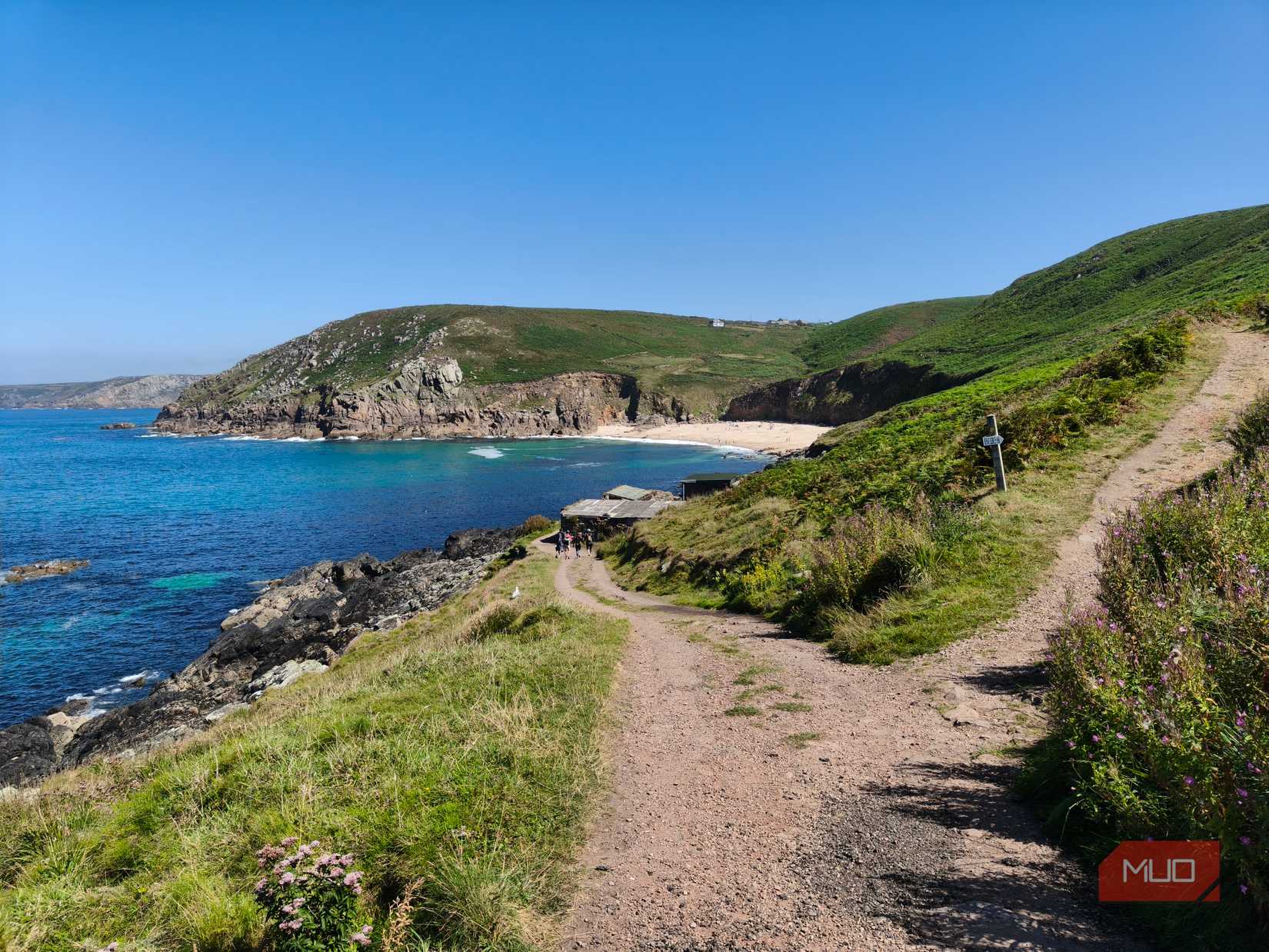 beaches and cliffs on a summer day.