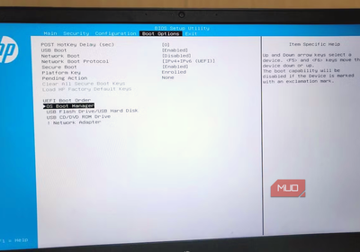bios on laptop screen.