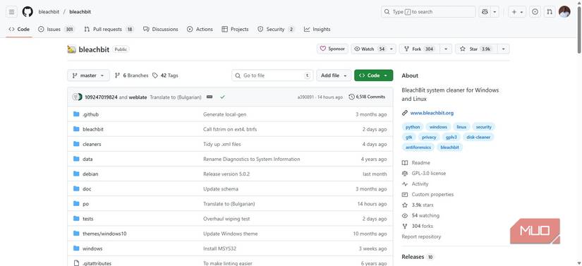 BleachBit GitHub repository