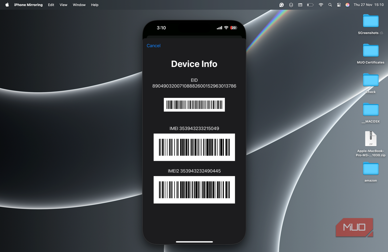 Check IMEI number on iPhone