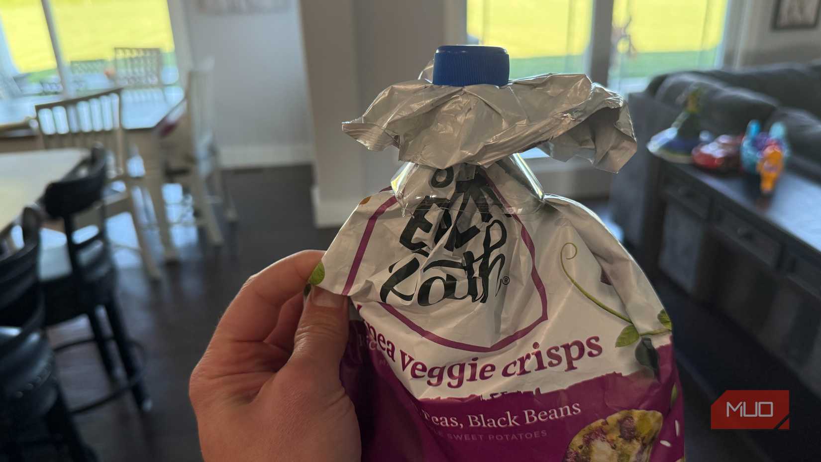 chip bag sealed with water bottle top