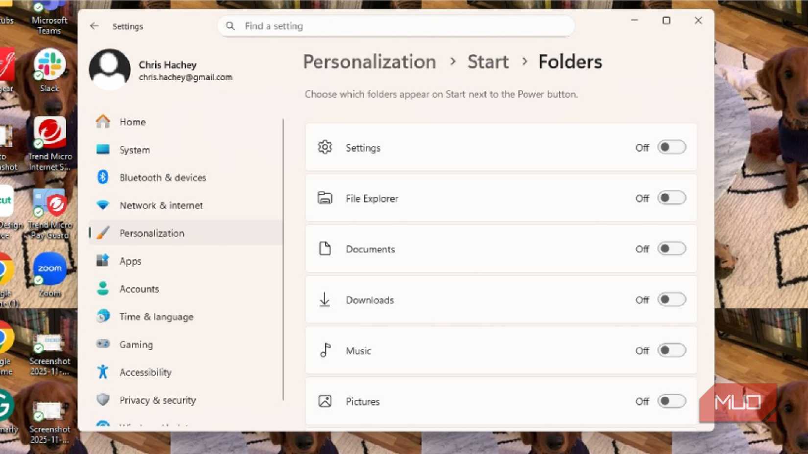 Adding folders to Start menu on Windows 11