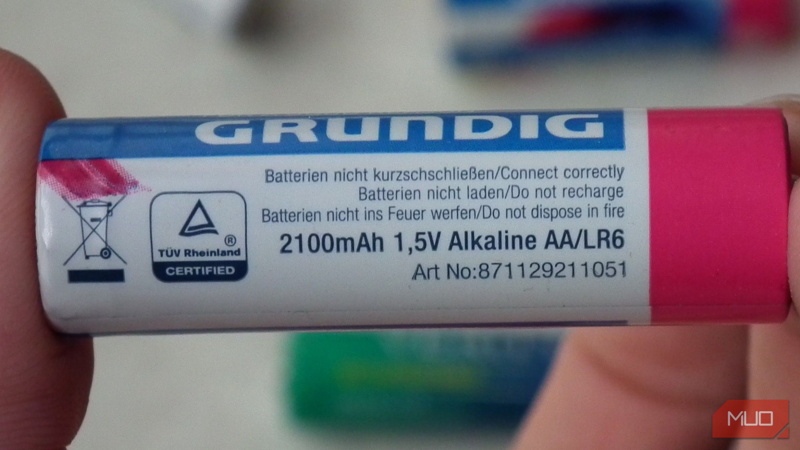 Close up shot of a LR6 alkaline battery