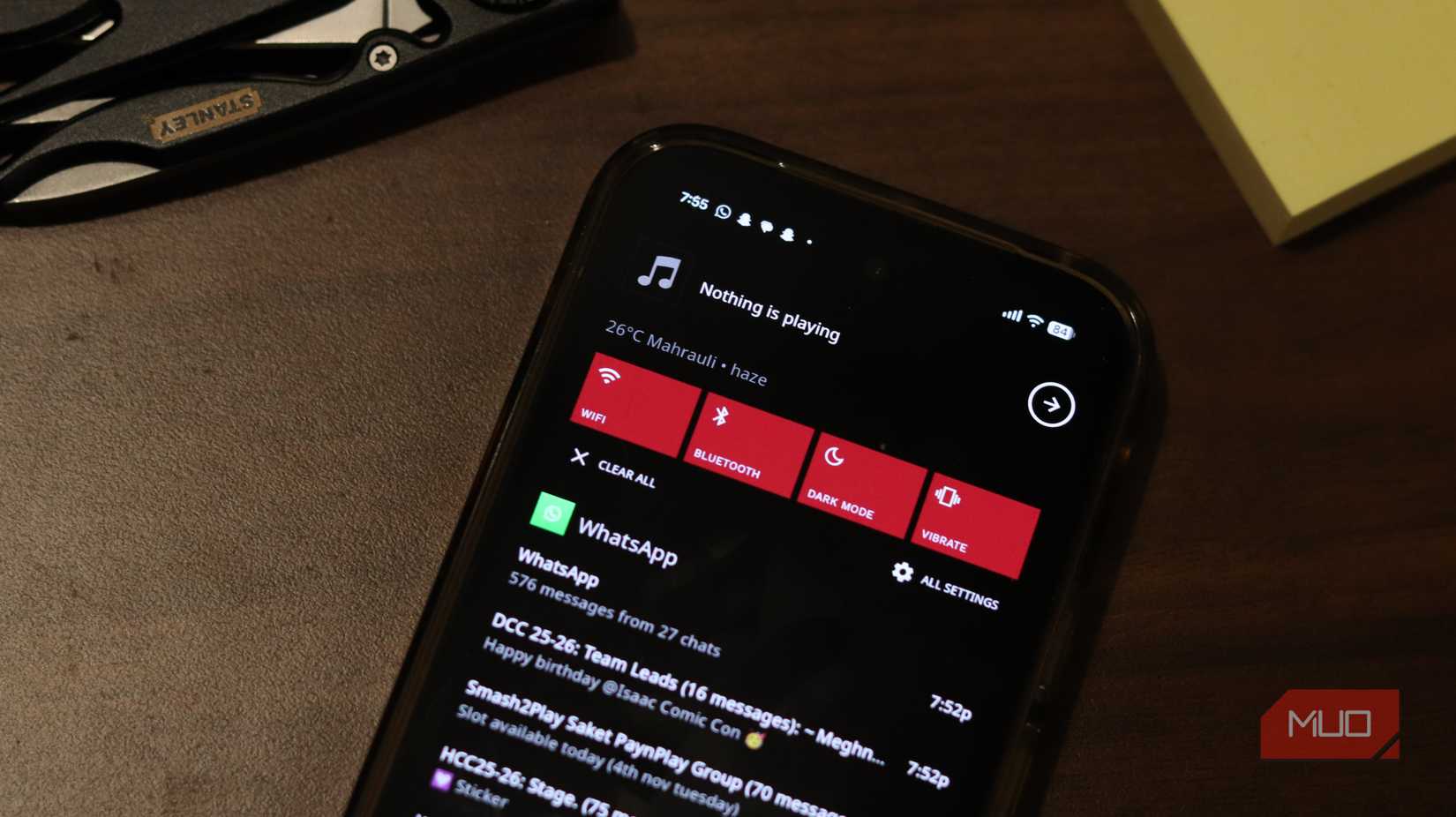 Closeup of action center in Metrov launcher.