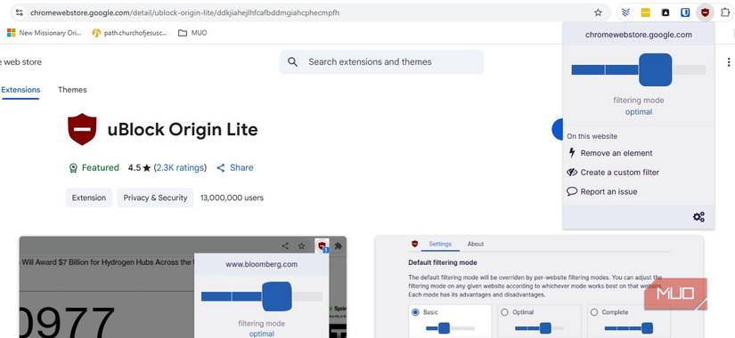 Configuring uBlock origin on Chrome