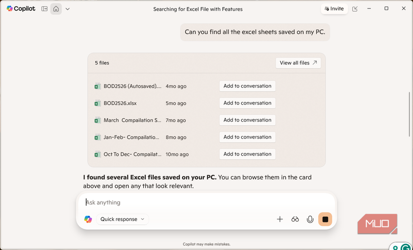 Copilot natural file search.