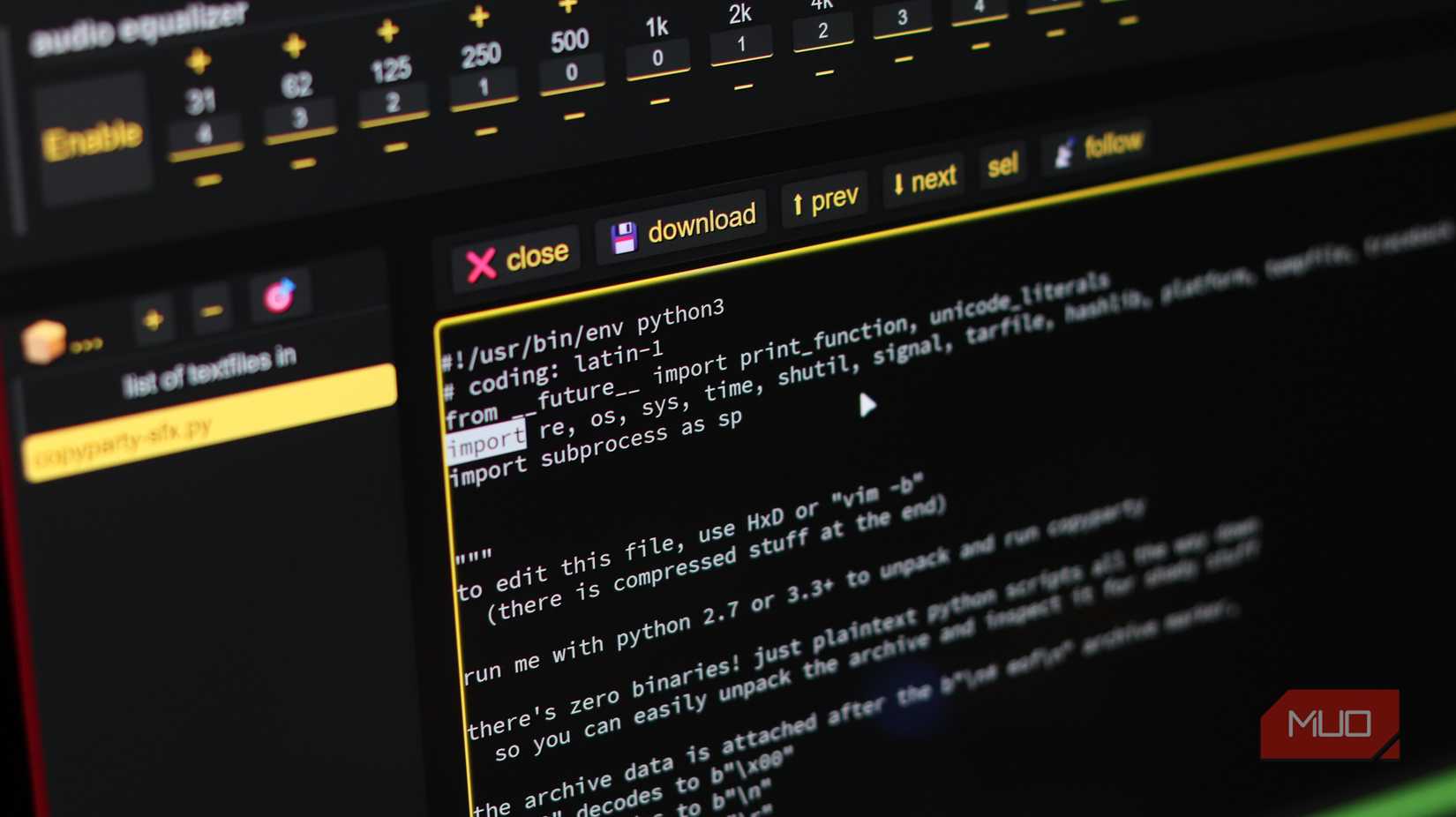 Copyparty markdown editor with python file.