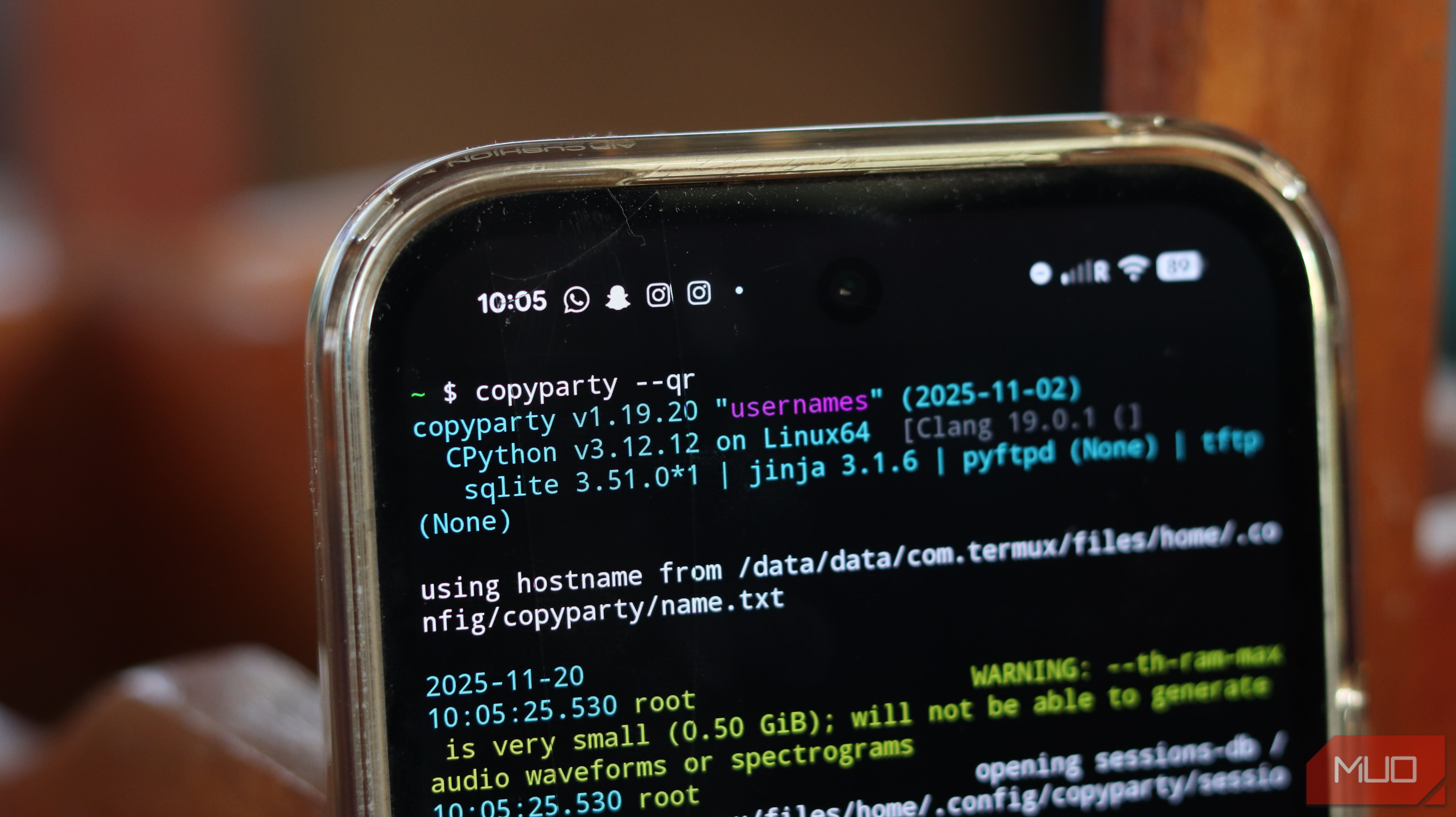 Copyparty qr code command on Termux.
