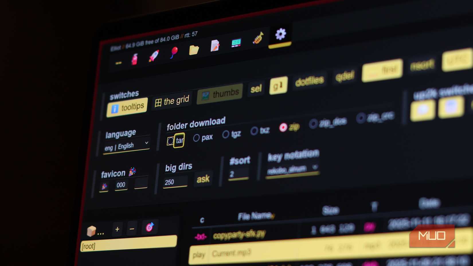 CoParty settings panel on the web.