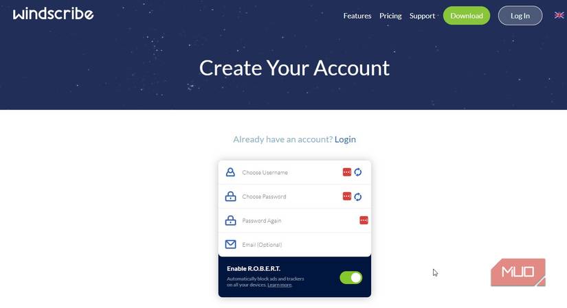 Creating free Winscribe VPN account