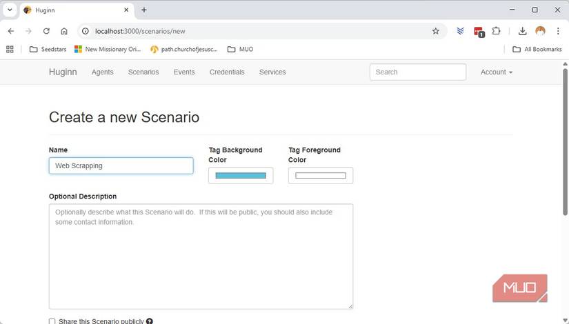 Creatng Huginn web scrapping automation