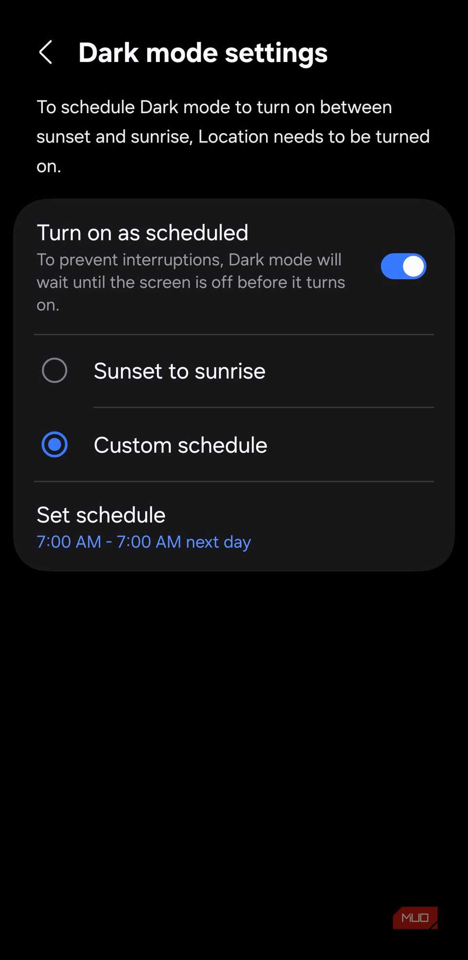 Dark Mode Settings on Android Phone