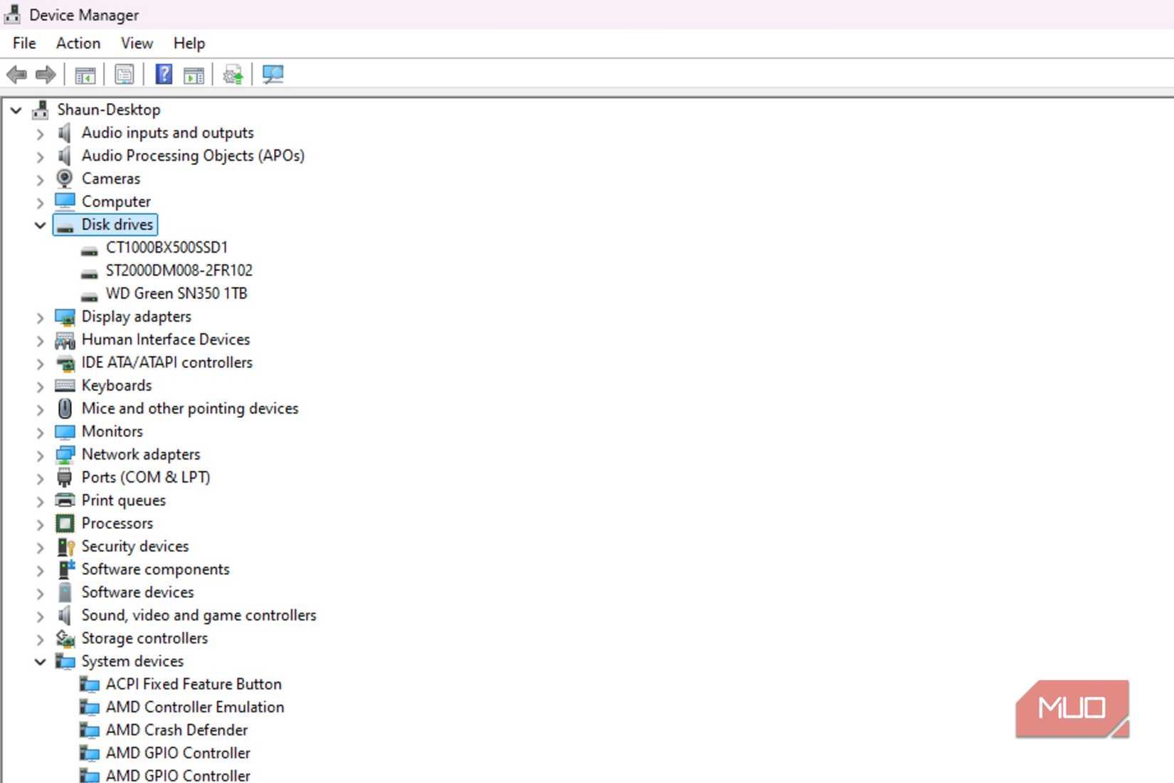 Searching for Disk Drives in the Device Manager in Windows 11
