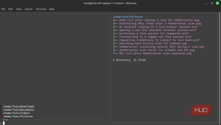 Displaying a list of visited directories with zoxide