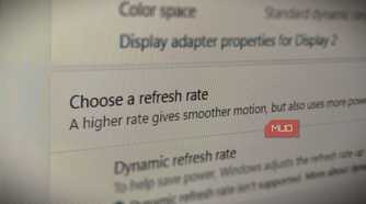 Display refresh rate settings in Windows settings.