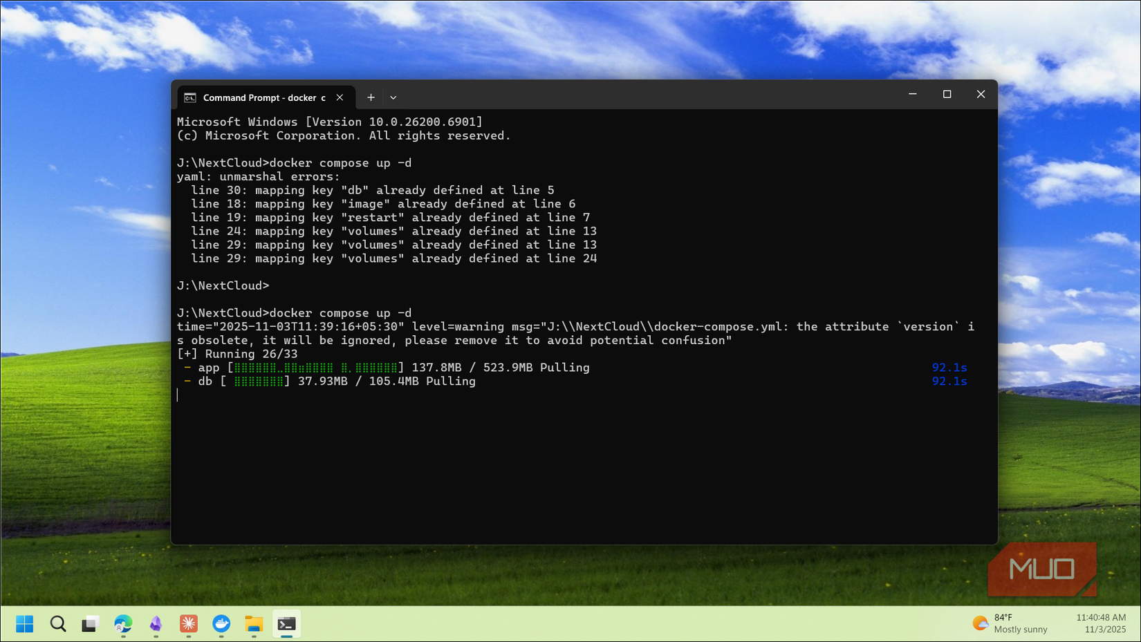 Docker compose yml command