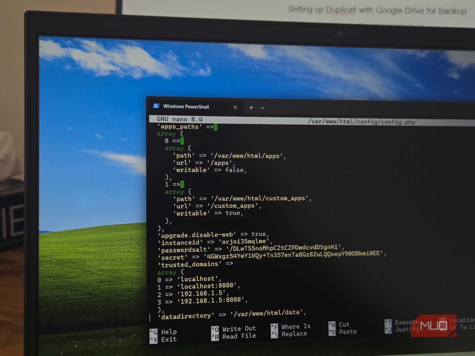 Docker-Compose YML file open in Windows Terminal for NextCloud on Windows 11