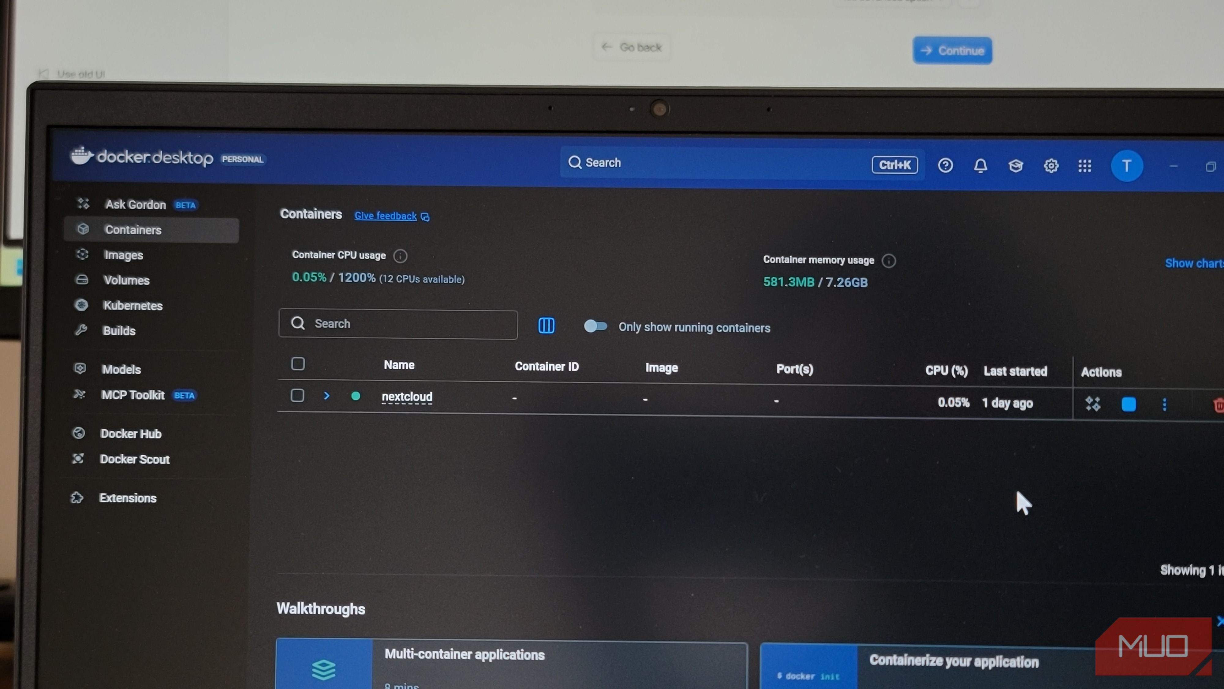 Docker Home running an instance of NextCloud Container