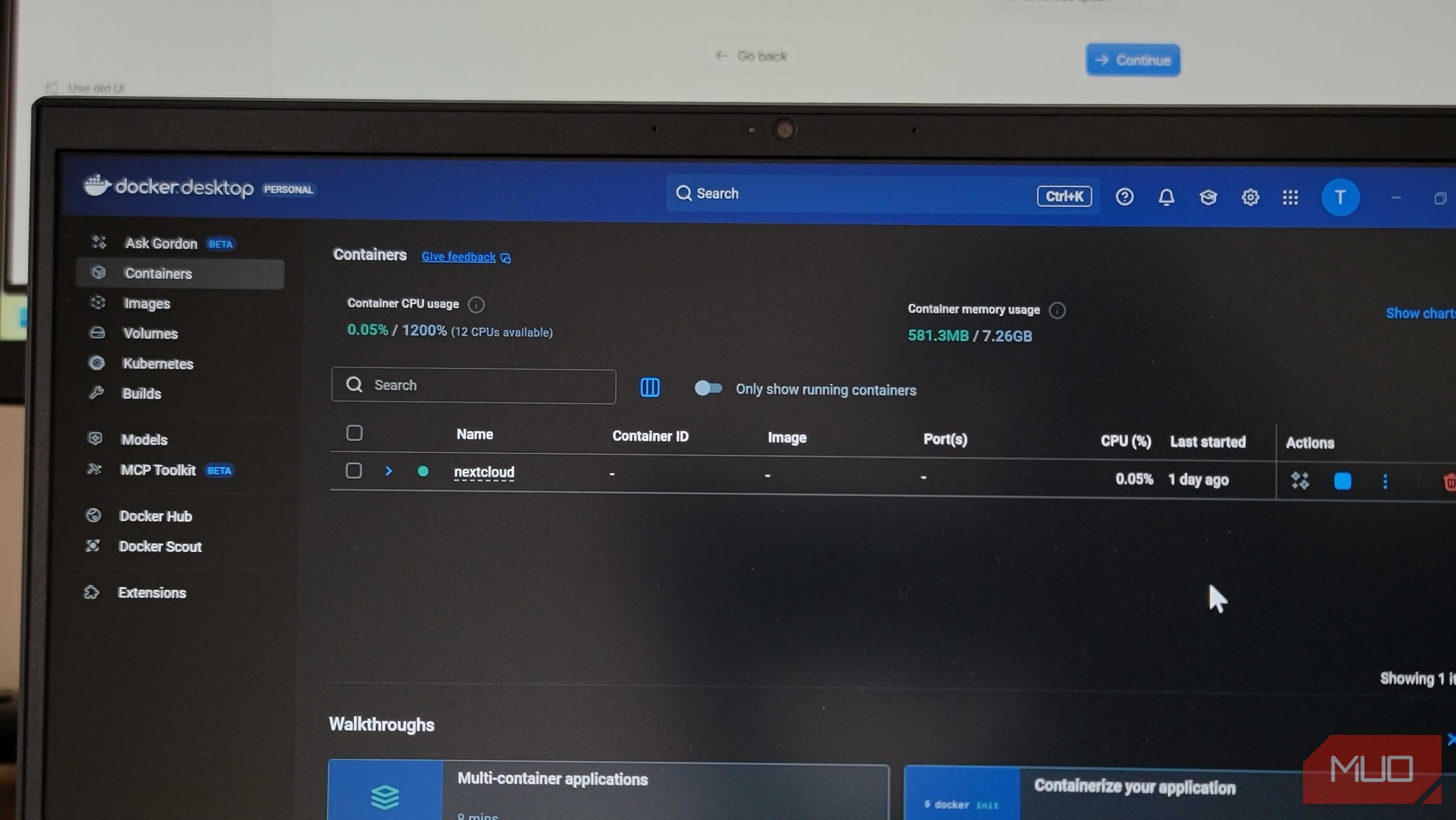 Docker Home running an instance of NextCloud Container