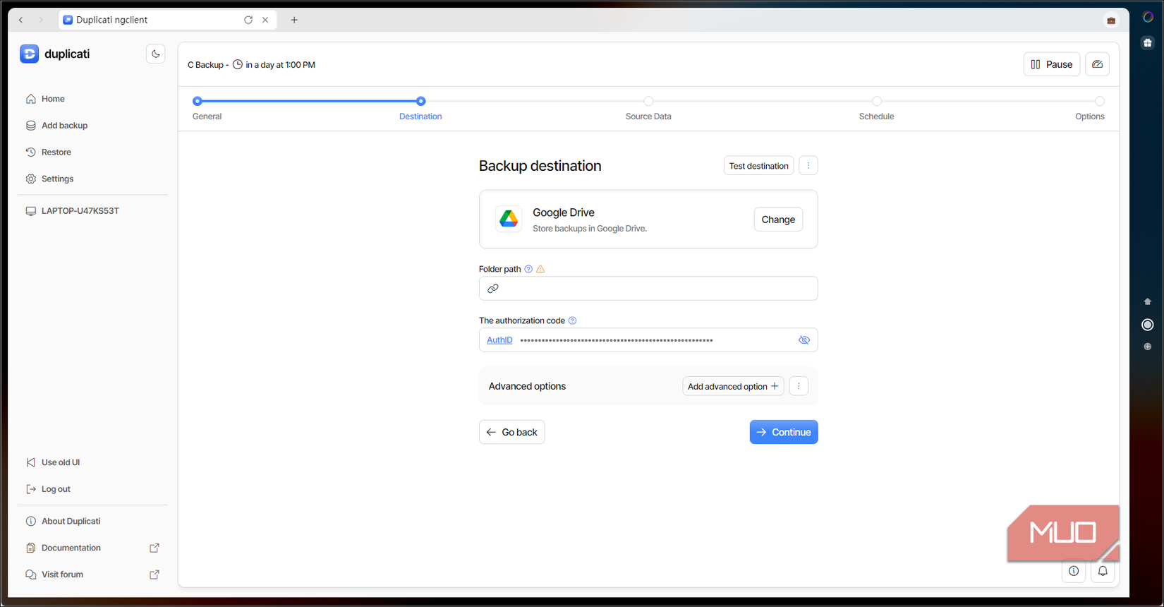 Duplcati Setting up Google Drive backup for NextCloud