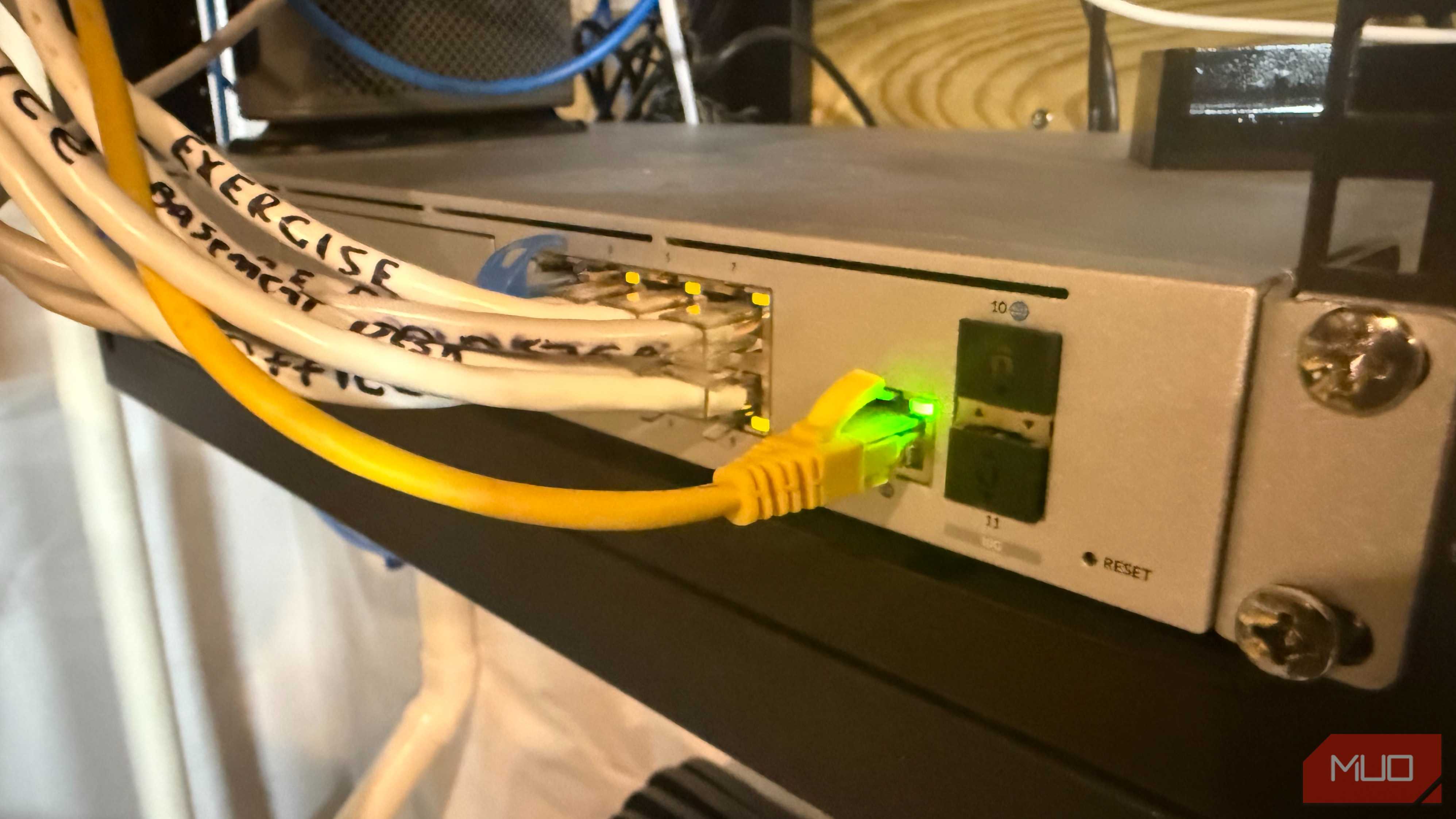 Ethernet cables plugged into ubiquiti dream machine