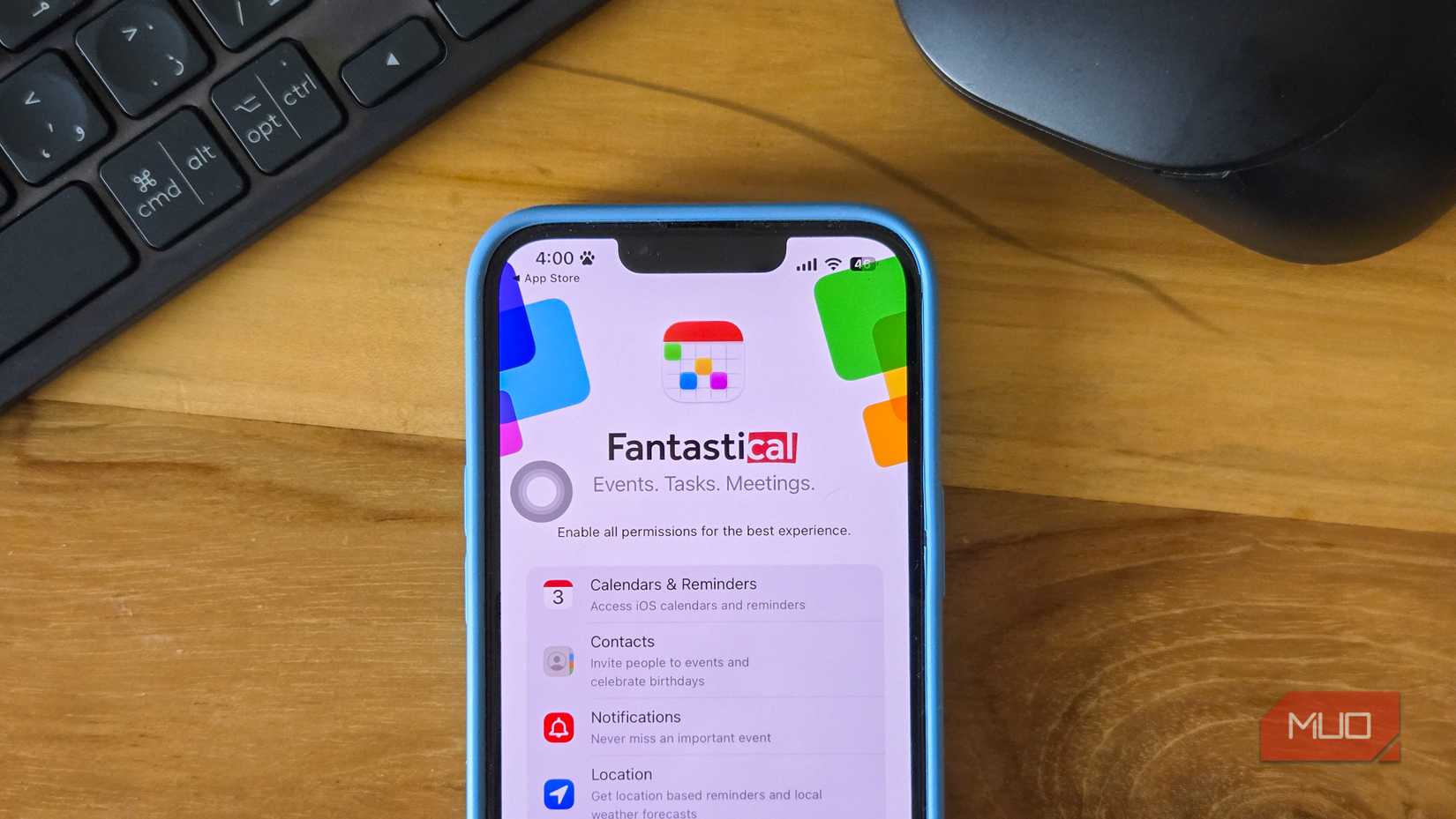 Fantastical app open on an iPhone