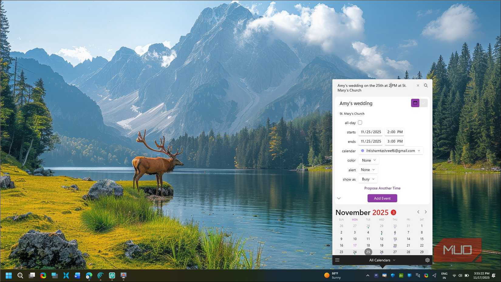 Fantastical System tray widget