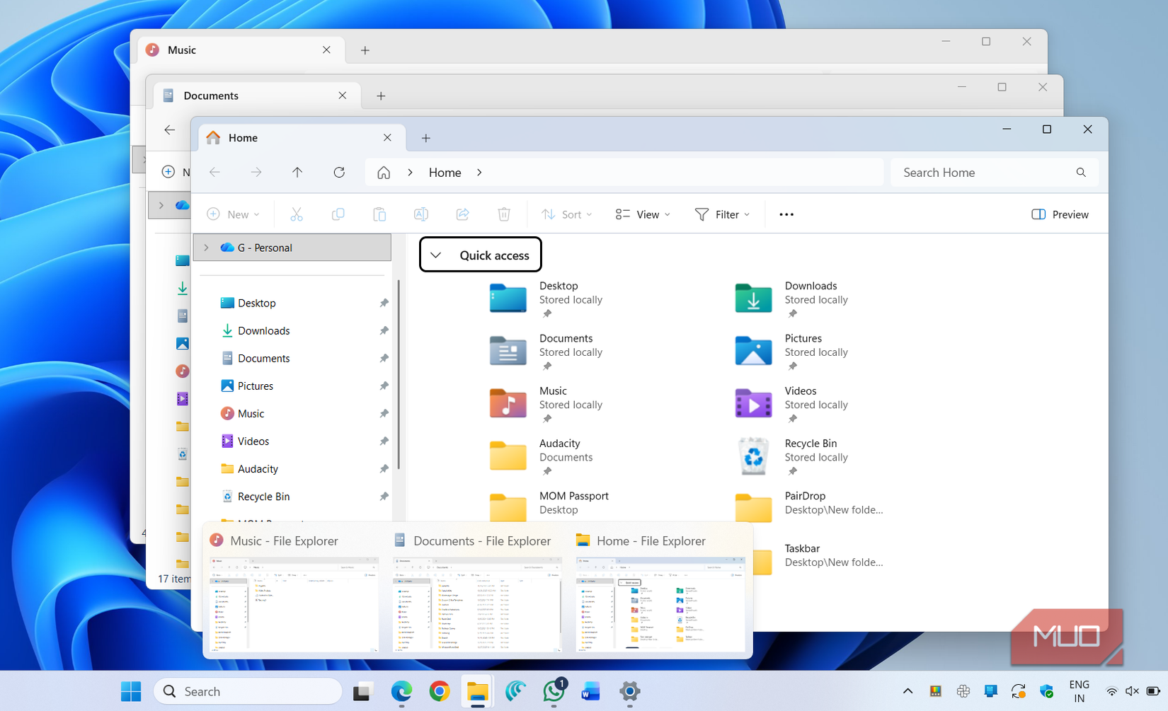 File Explorer open in Windows 11