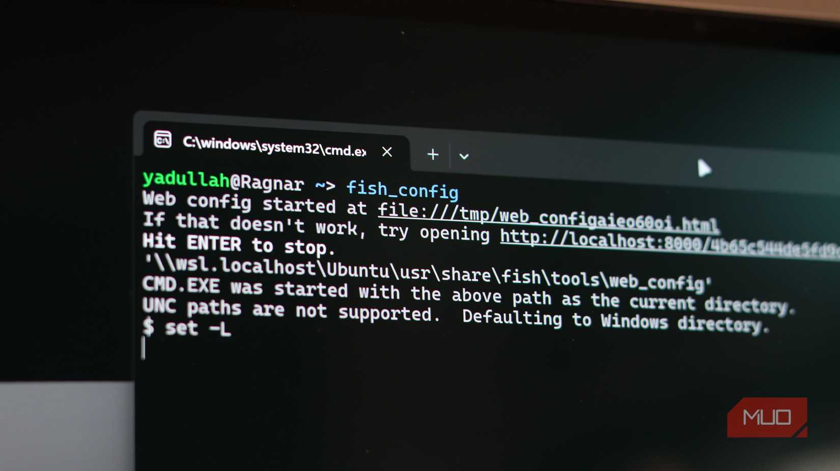 Fish shell opening configuration GUI.