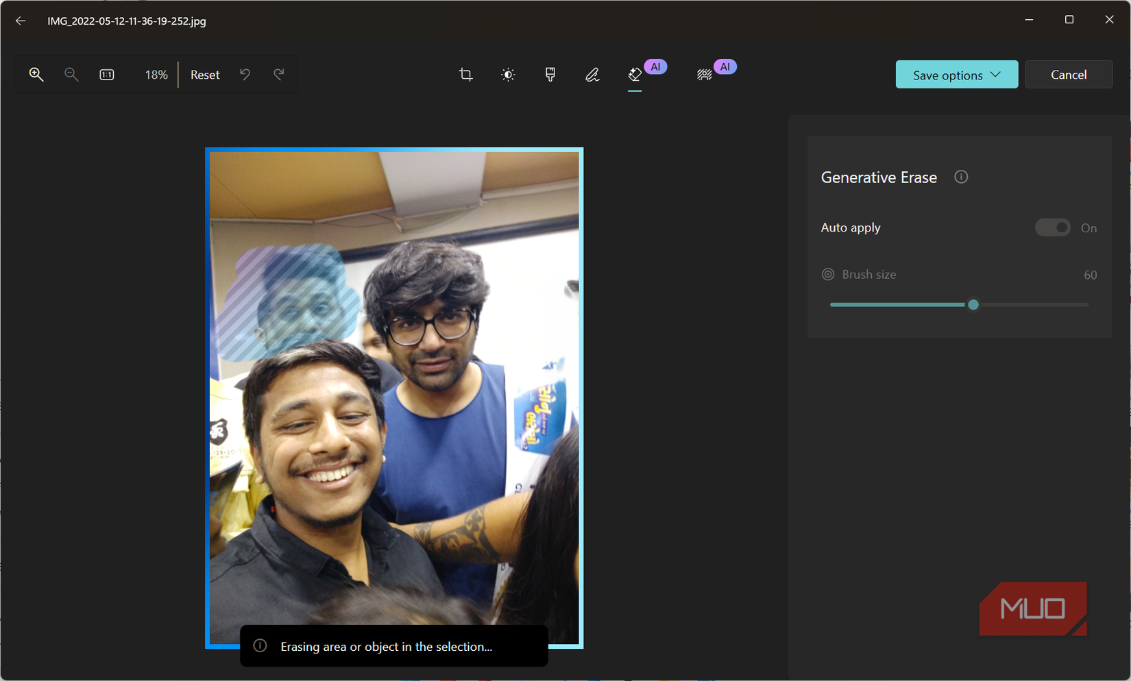 Generative edits in Photos app on Windows 11 with Copilot AI.