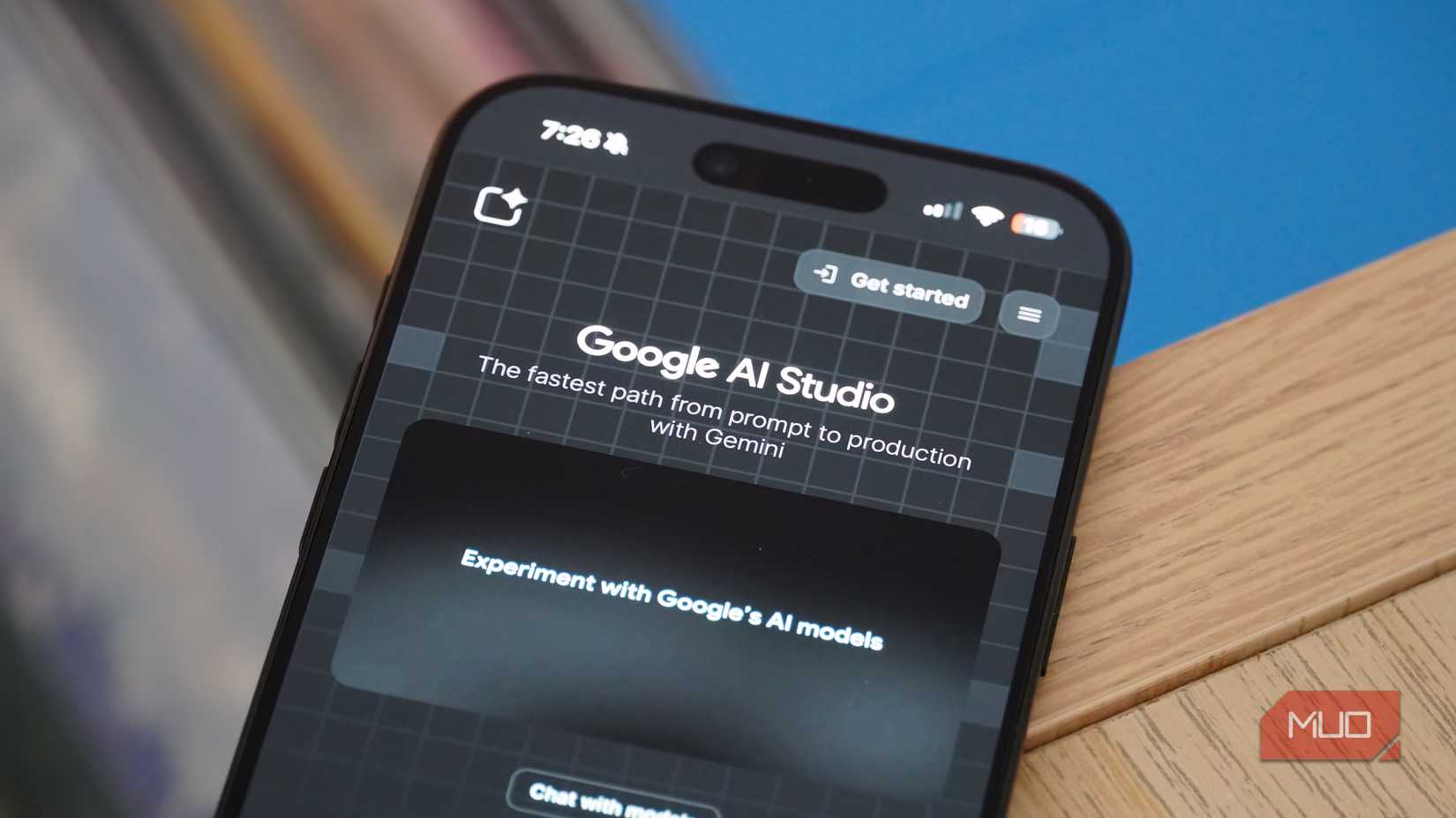 The Google AI Studio homepage on an iPhone Air.