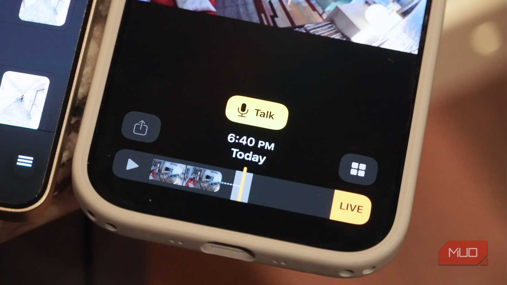 Talk button and live scrubber in the Apple Home app.
