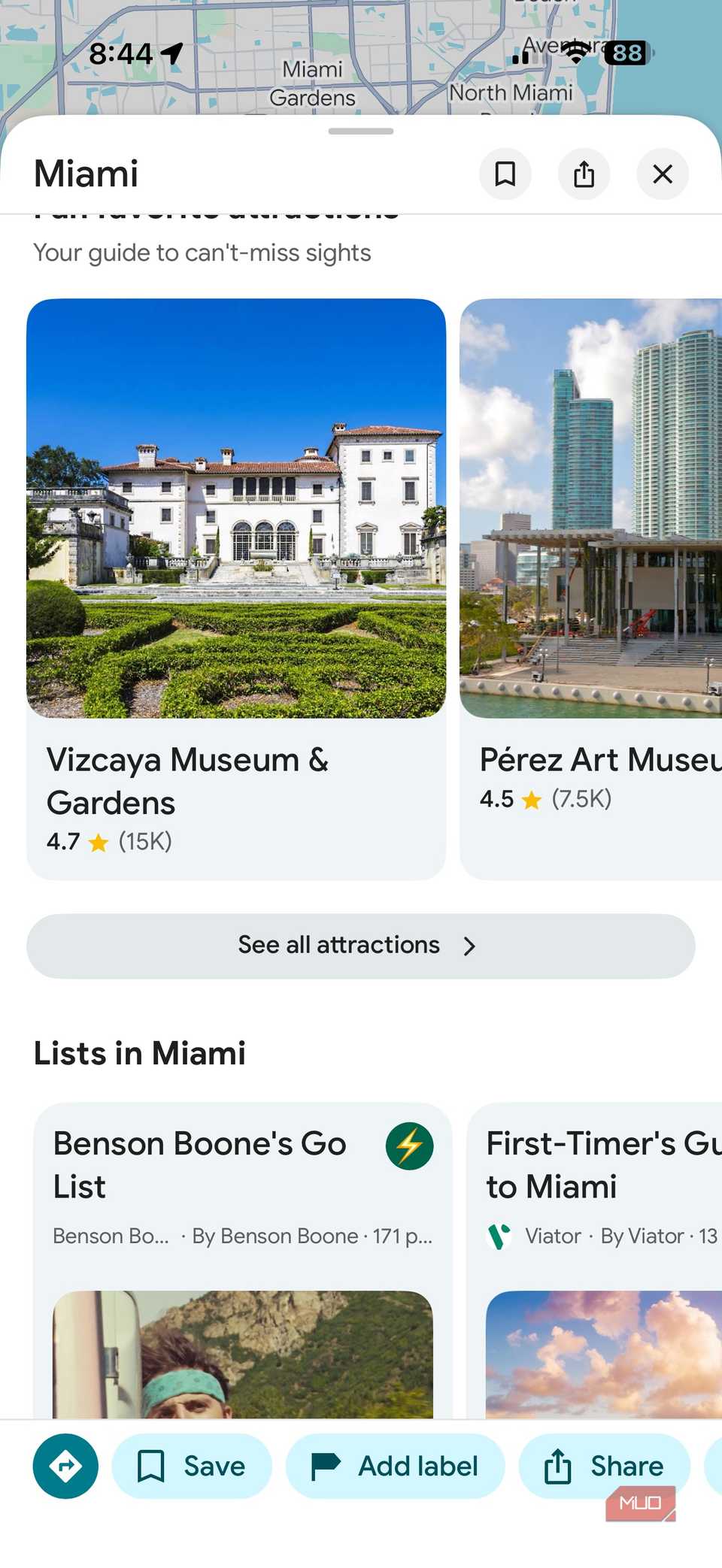 Screenshot showing Google Maps app.
