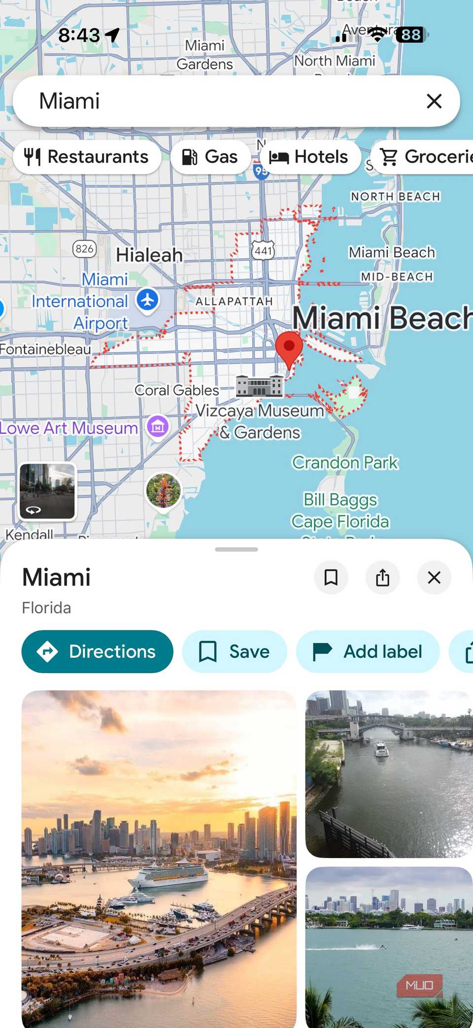 Screenshot showing Google Maps app.