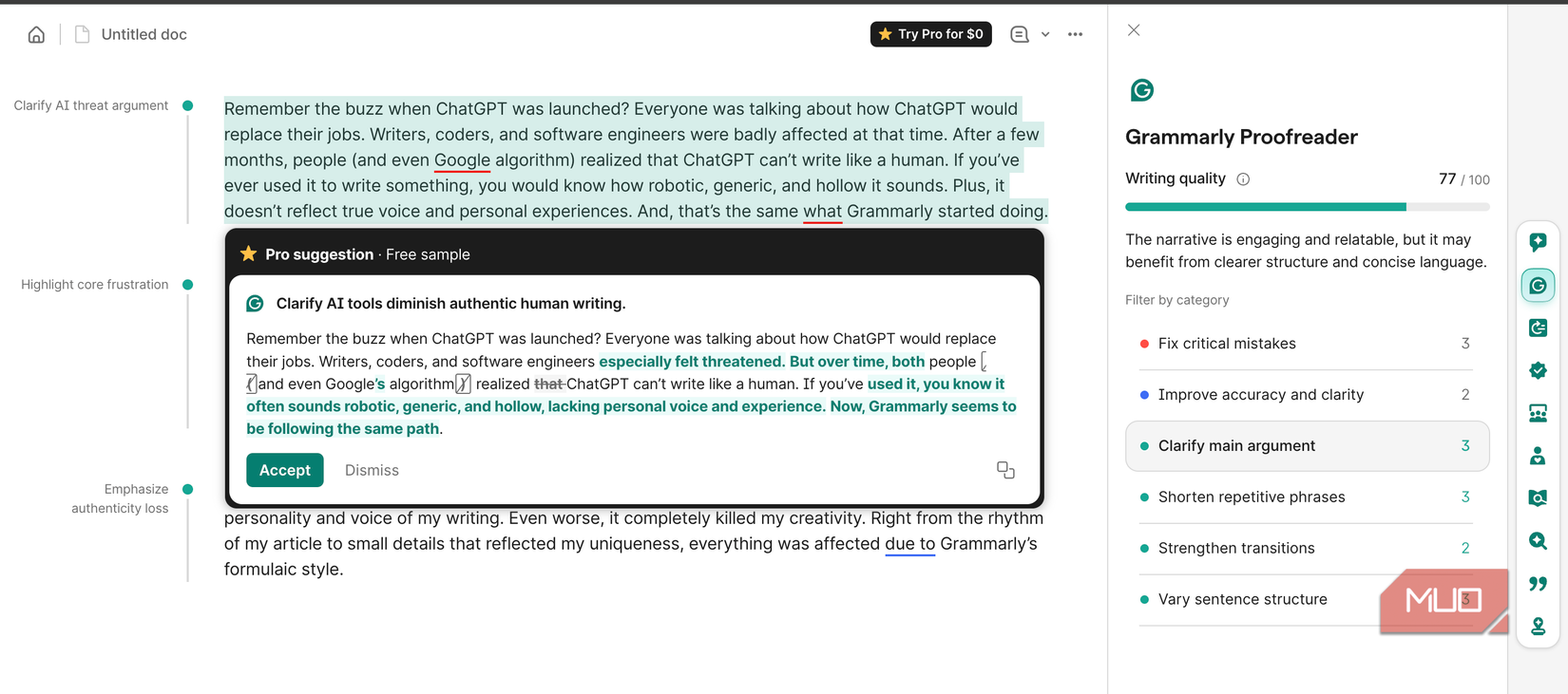 Grammarly with Generative AI capabilities