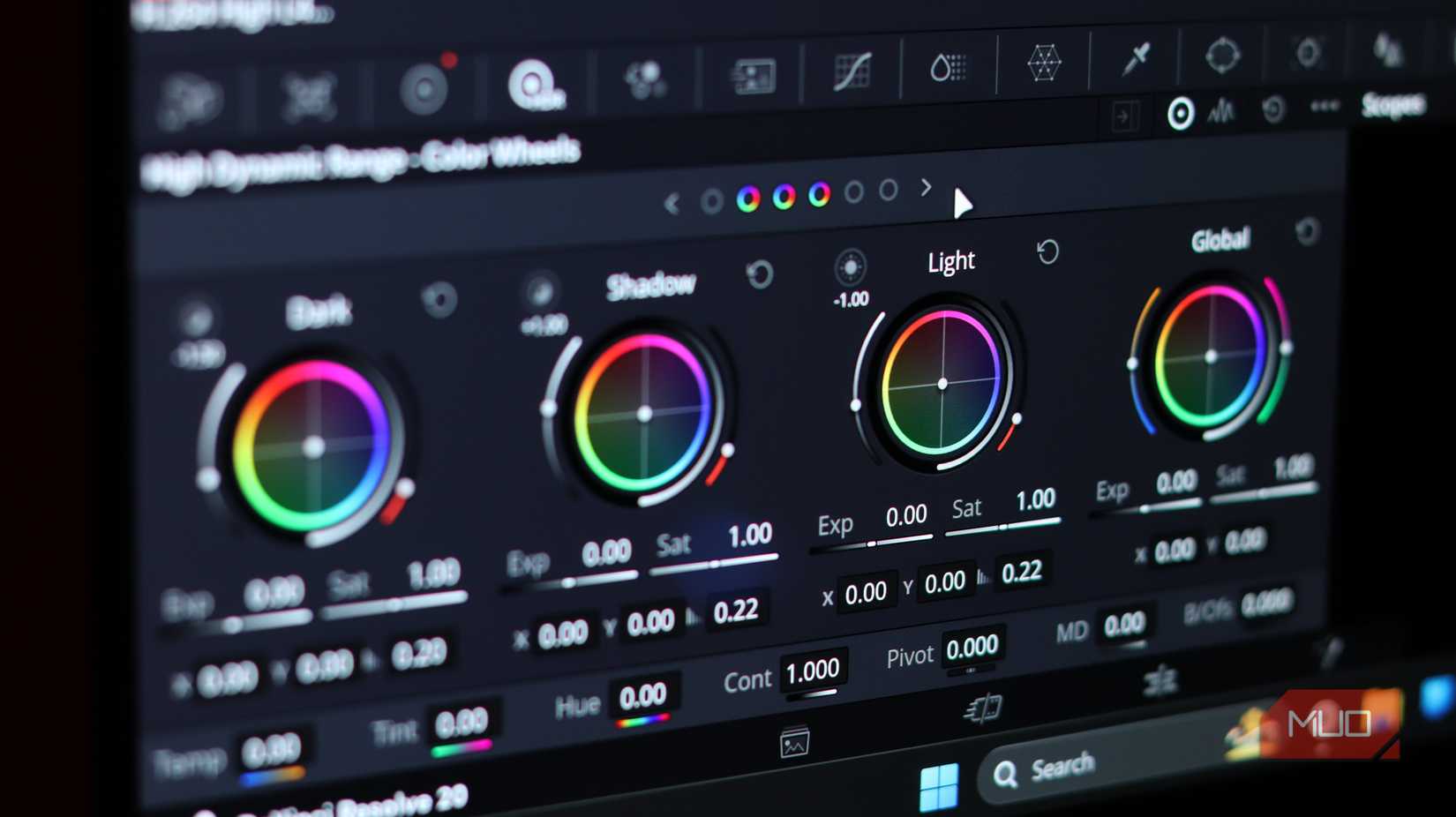 HDR Color wheels in Davinci Resolve.
