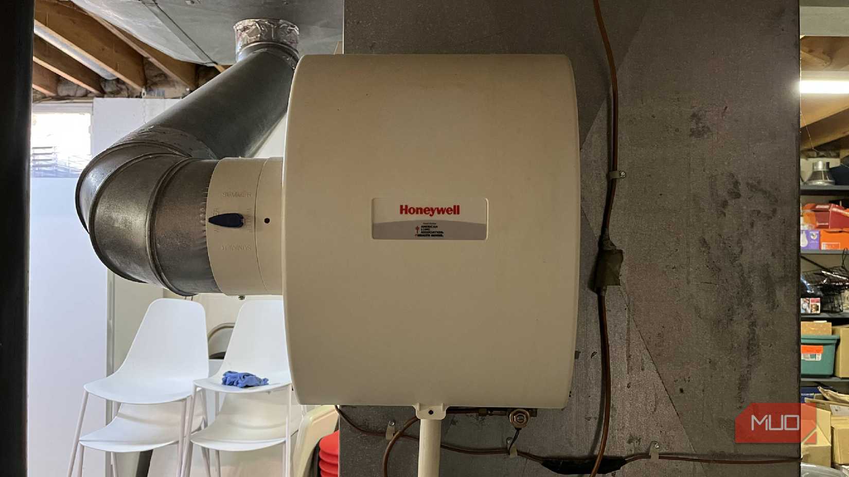 The front of a home heating humidifier