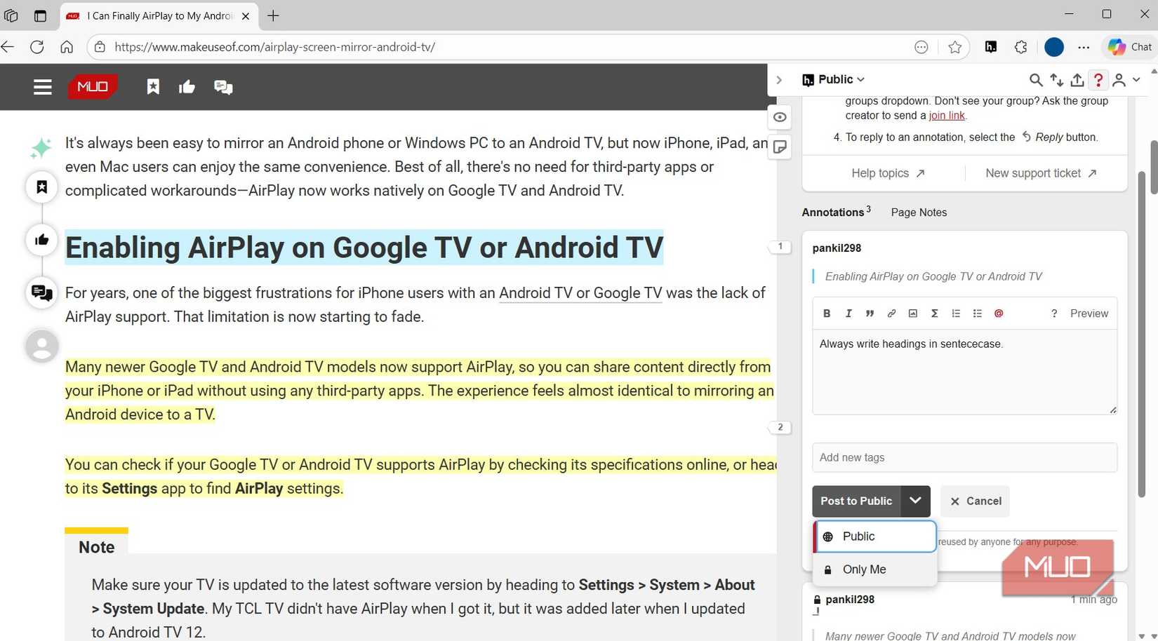 Hypothesis extension on MS Edge