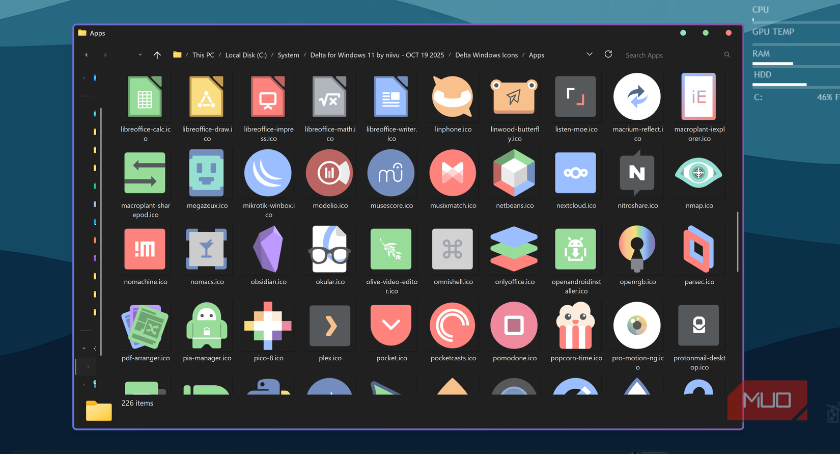Selecting icons for taskbar apps