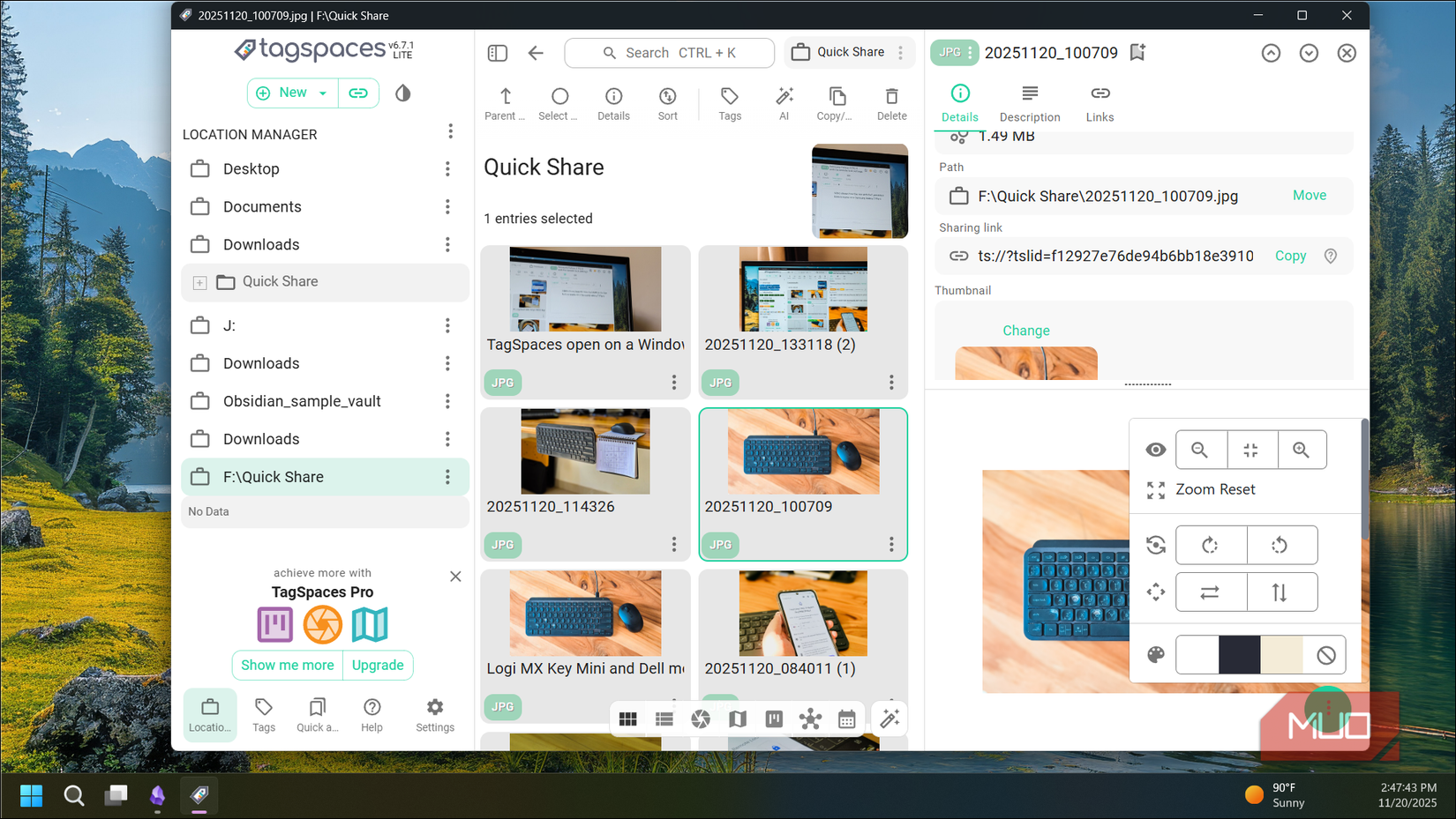 Image editing option in TagSpaces