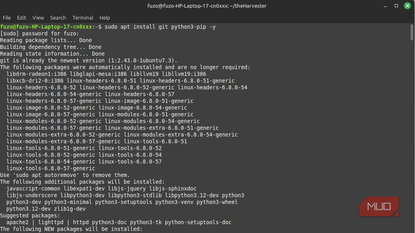 Installing theharvester on Linux Mint