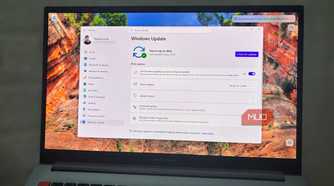 Laptop screen showing the Windows Update settings