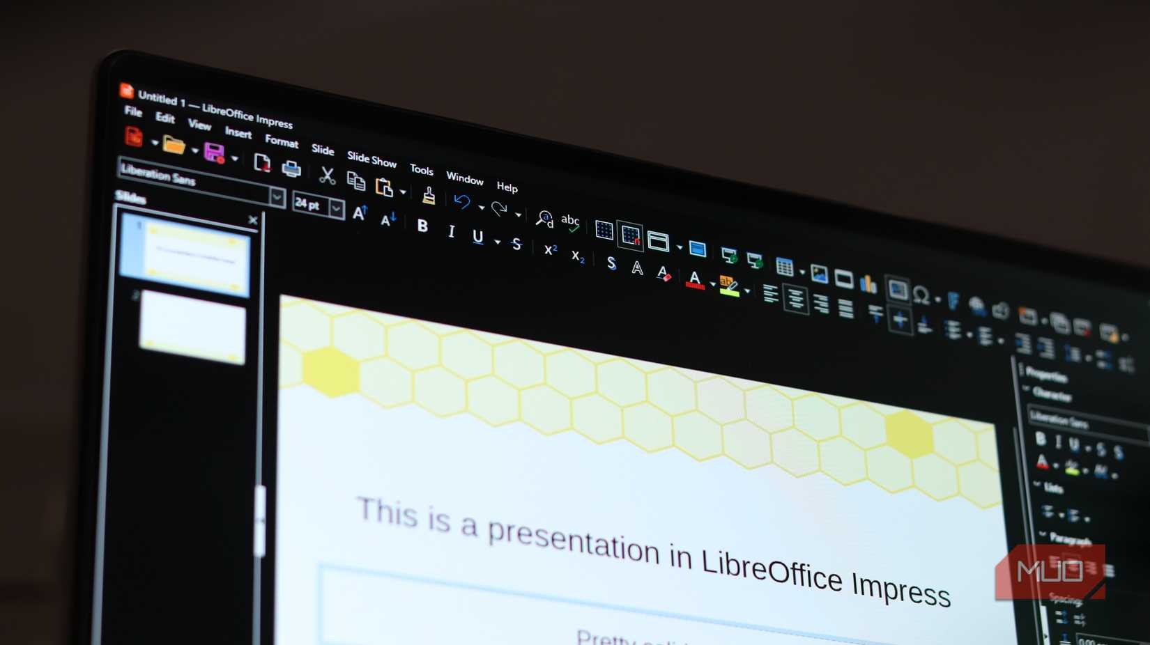 LibreOffice Impress running on Windows 11.